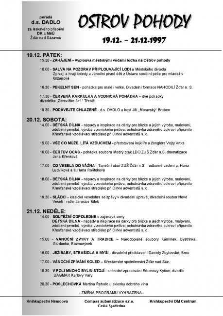 OSTROV POHODY - PROGRAM 1997
